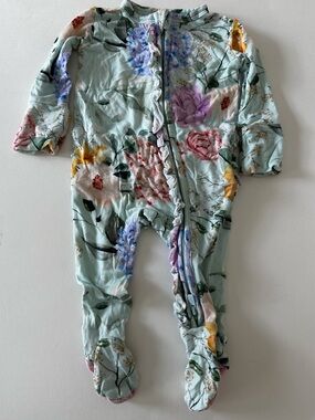 Posh Peanut Girls Bamboo Footie Pajama, Erin Floral Print, 0-3 Months